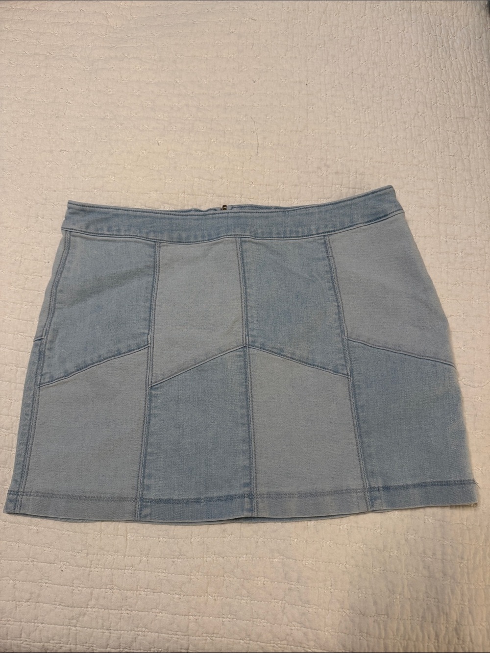 Altar’d state  Blue Denim Patchwork Mini Skirt